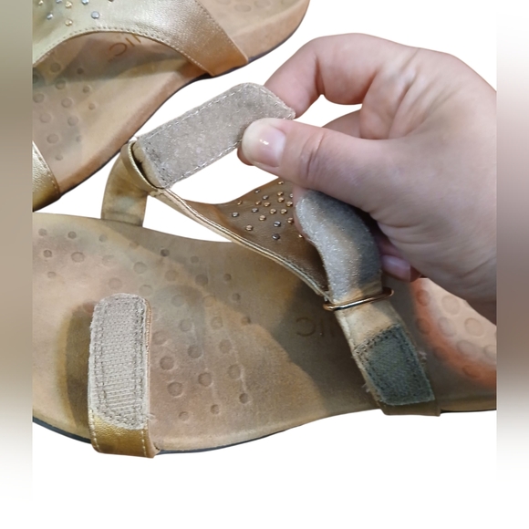 Vionic Orthoheel Gold Studded Bling Leather Slide Sandals Womans 9 - Picture 8 of 10